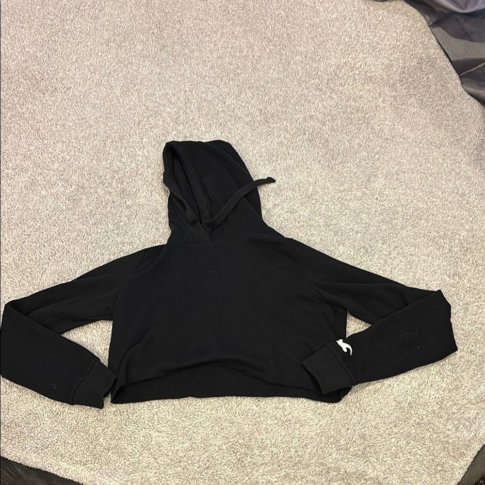 Hollister Black Cropped Hooded Sweatshirt